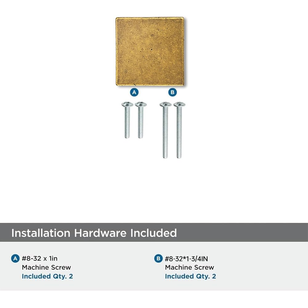 KHTUMEWARE-295+323 Square Knob, Antique English Brass, 1-1/2 in (38 mm), 2-Pack in Antique English Brass — KHTUMEWARE