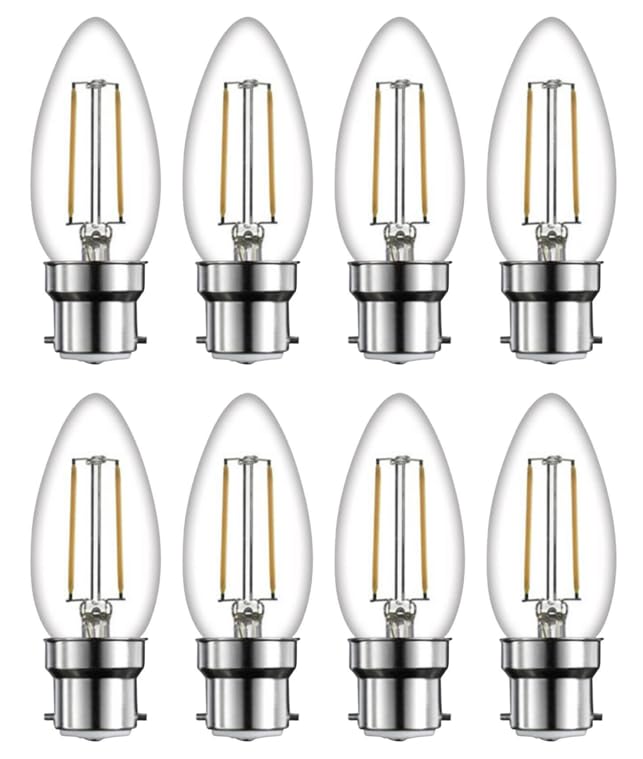 Ampoule LED B22 flamme 2W à allumage instantané longue durée x8