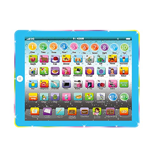 Wenbeier Kid Tablet/Learning Pad/Toddler Tablet with ABC/Word/Song/Music/Number Electronic Learning Pad Toy for Educational Preschool Boys & Girls 3-8 Years Old