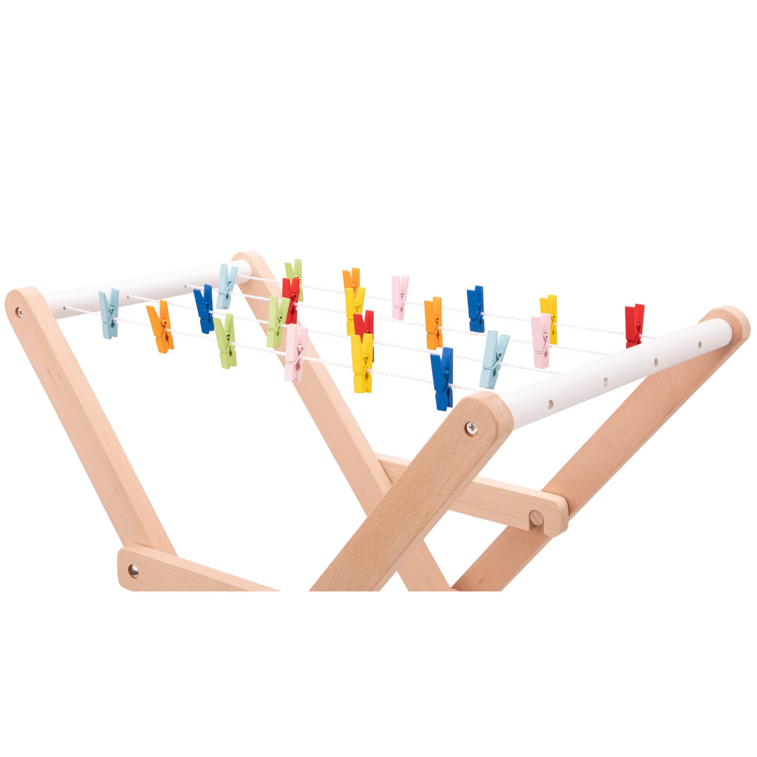 Woet® Tendedero de Juguete de Madera para Niños - Accesorio de Colada de Imitación - Juguete del Hogar de Imitación - A Partir de 3 Años