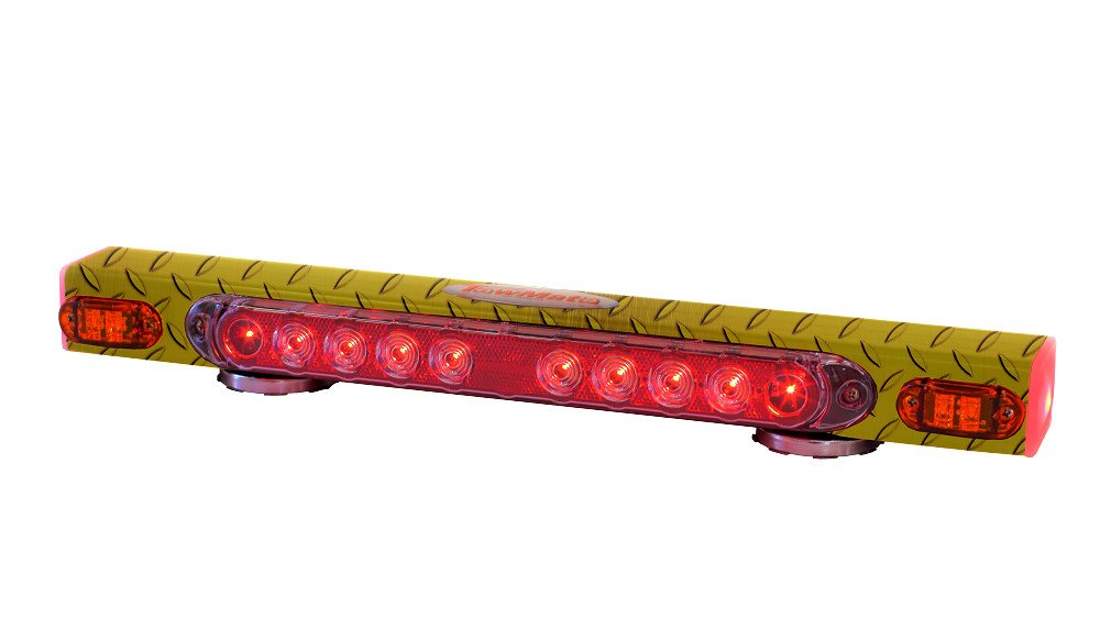 21'' Wireless Tow Light Magnetic Tailing System w/Amber Indicator Yellow Diamond Plate 4 Pin Round Transmitter