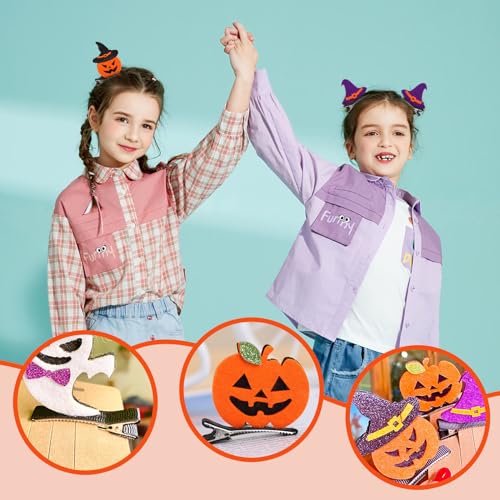 EULAPGOE 12 Pcs Halloween Dimensional Hair Clips, Pumpkin, Ghost, Witch Hat, Moon, Cat, Bat - Image 3
