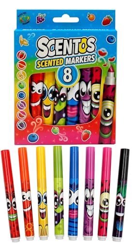 Scentos Fratelli Classic Fragrance Markers for Kids Age 4-8 Years Colored Markers for School Colouring Book Markers by Fratelli (Wide Tip Pack of 8)