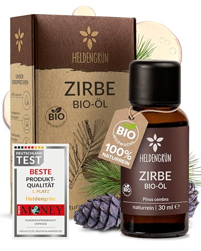 Heldengrün© BIO Zirbenöl [100% NATURREIN] - Echtes Zirben Öl - Alpen Wildwuchs aus Österreich - Zirbenöl Ätherisches Öl - Zirbenöl für Diffusor