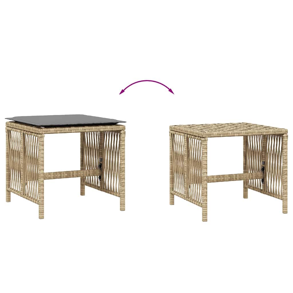 Taboret ogrodowy zestaw 4 poduszek z polirattanu 41 x 41 x 36 cm