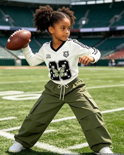 Image of Betusline Girls 2 Piece Summer Outfits,Kids Casual Short Sleeve Crop Top & Cargo Jogger Pants Sets,4T-14Y