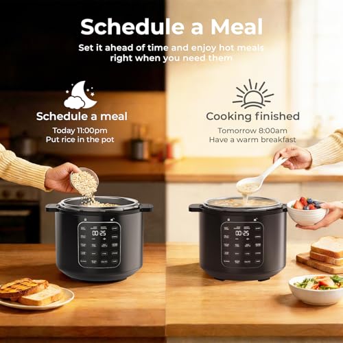 Image of Carori Dual Pot Electric Pressure Cooker, 9-in-1 Multi-Cooker 6 Qt with 2 Inner Pots (Stainless Steel & Nonstick), 12 Programs, Slow Cook, Rice Cook, Steamer, Black