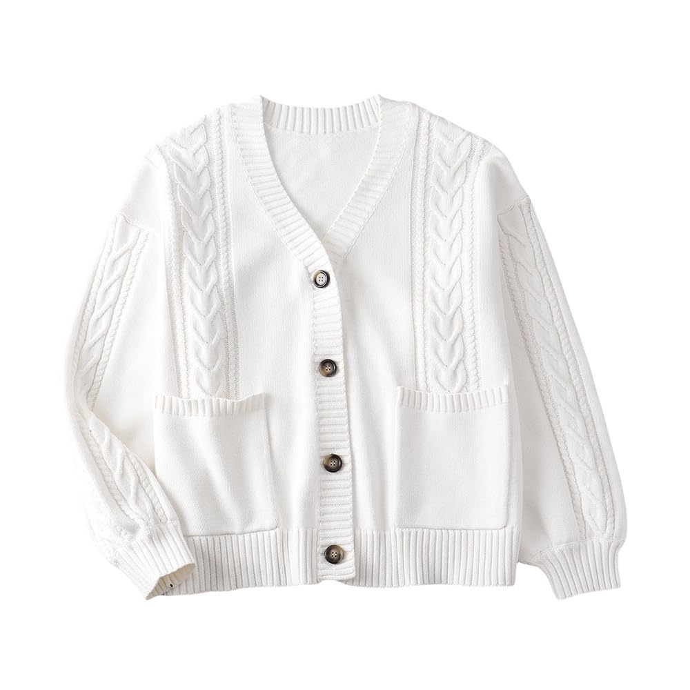 Rebeca De Punto Mujer, Chaqueta De Punto De Manga Larga De Color Liso para Mujer, Chaqueta De Botones Sueltos, Cuello En V Rojo, Chaqueta De Rayas Retorcidas Gruesas De Punto Acanalado con