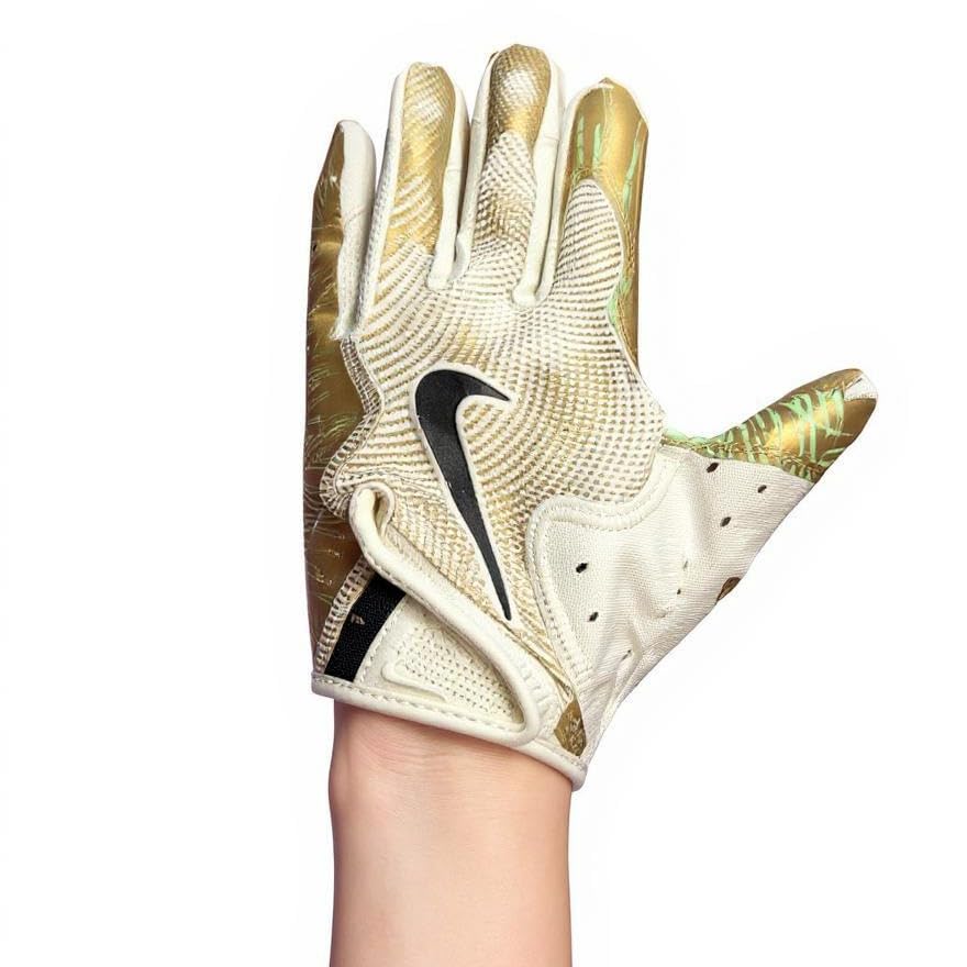 Nike Vapor Jet 8.0 Football Gloves (White | Metallic Gold | Black | Seafoam, Small)