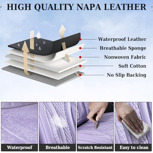 Image of Coverado Car Seat Covers, Rear Car Protectors, Black Leather Seat Covers, 3-Piece Waterproof Automotive Seat Covers for Back Seats Universal Fit for SUVs & Cars, All-Weather Protection