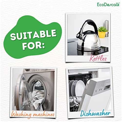 EcoDescalk Organic Descaler 4x500 ml (36 Cicles). 100% Natural Limescale Remover for Kettles, Washing Machines and Dishwashers. Multipurpose Liquid Limescale Cleaner for All Brands.