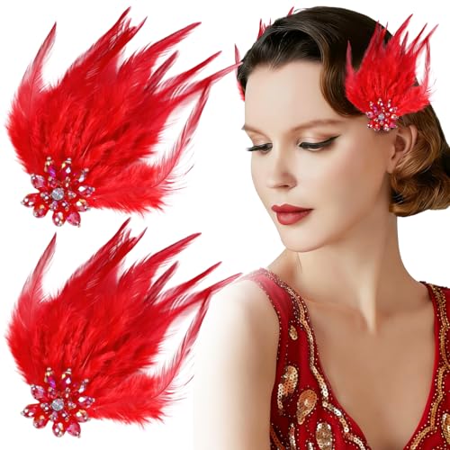 2 Piezas Pinzas de Plumas Estilo Ballet con Piedras