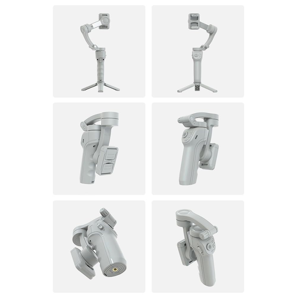 AI - Gimbal estabilizador de tres ejes para smartphone con seguimiento facial, batería 8H, agarre dual ergonómico para transmisión en vivo de deportes de vlog, gris