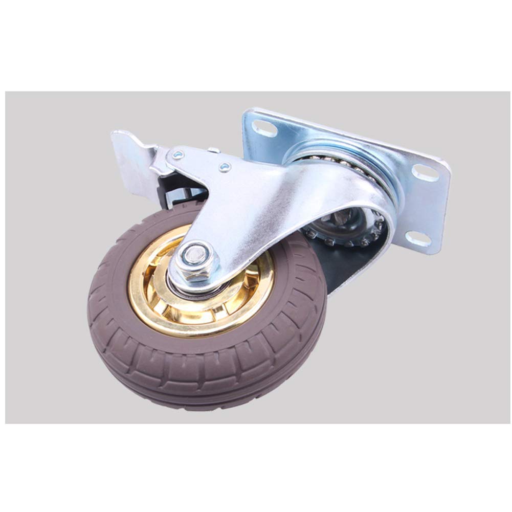 Gomme silenziose Antiscivolo 3 Pollici/4 Pollici 480Kg Ruote per carrelli Niture per carichi Pesanti con Freno Trasportatori girevoli universali industriali Doppi Bea4 pacchi/4 Pollici