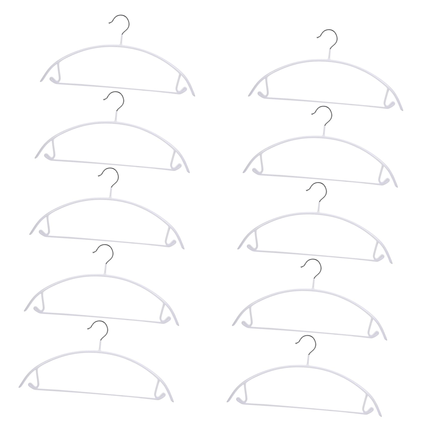 10 Stück Kleiderbügel aus PVC Eisen, Halbkreisförmig, Weiß