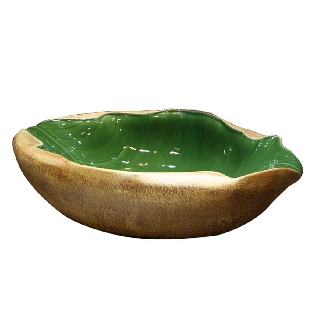 OLSKFUH Bathroom Vanity Green Countertop Sink Bathroom Vessel Sink- Unique Leaf Shape Shape Porcelain Ceramic Lavatory Vanity Bathroom Sink Basin Bathroom Sink,A