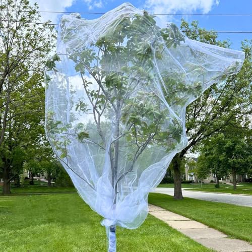 2 Pcs Fruit Tree Netting with Zipper & Drawstring, 6ft x 6ft Insect & Bird Netting for Garden Protection, Ultra-Fine Mesh Garden Netting Pest Barrier, Blueberry Bush Netting Cover