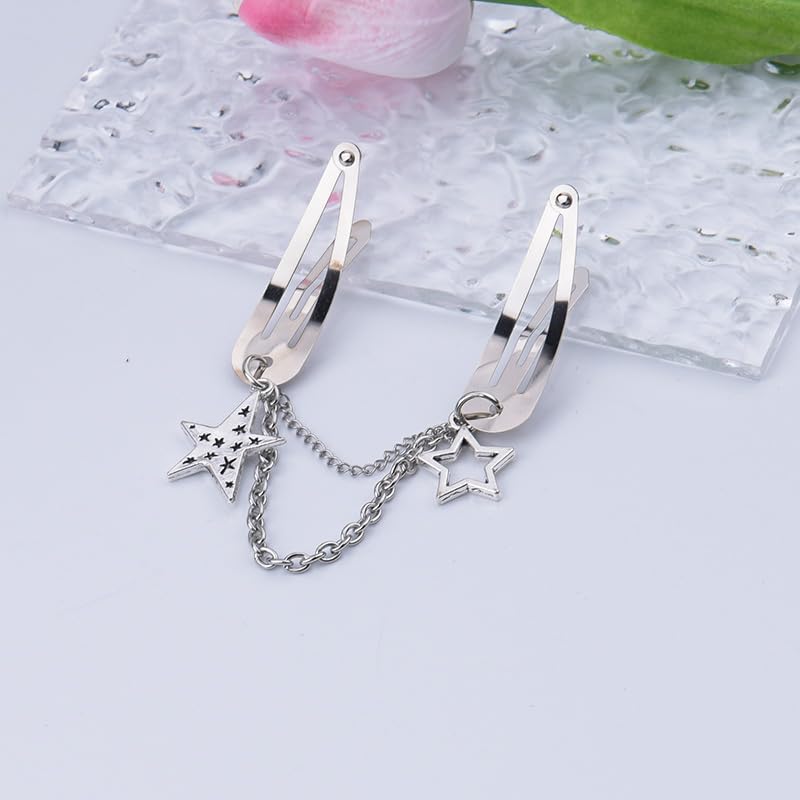 Halloween Hair Clips for Women Girls Y2k Hair Accessories with Chain Women Girls Dangle Hair Clip silver Hair Barrettes for women girls hair pins silver hair charms goth style hair pin silver 2pcs image 3