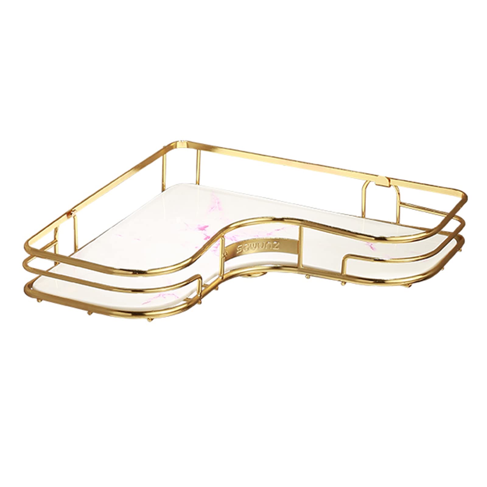 YQIRONRI Shampoo Holder for Shower Corner Caddy Wall Mounted Caddie No Drilling Adhesive Iron Ceramic for Toilet Kitchen