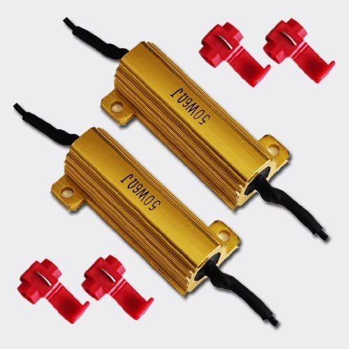 Fengfangstore 50W 6Ohm LED Load Resistors for LED Turn Signal Lights or LED License Plate Lights (Fix Hyper Flash, Warning Cancellor)
