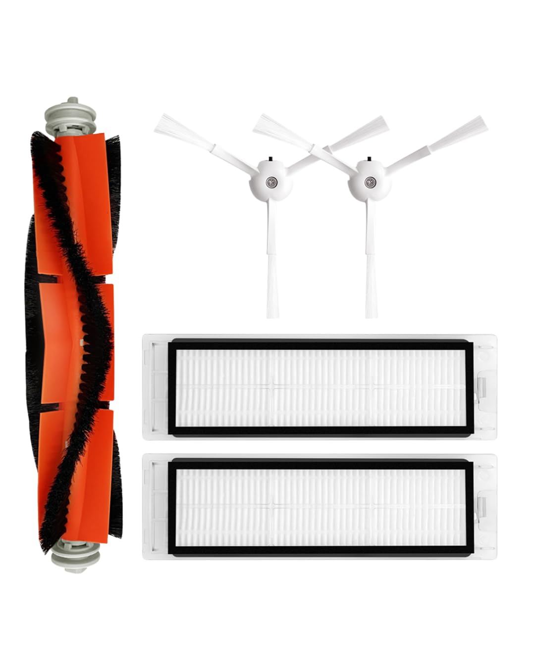 Kit Accesorios Repuesto Compatible Xiaomi Mi Robot Vacuum 1 y Roborock S50 S51 | 1Cepillo Principal, 2 Cepillos Laterales y 2 Filtros HEPA | NO MOP!