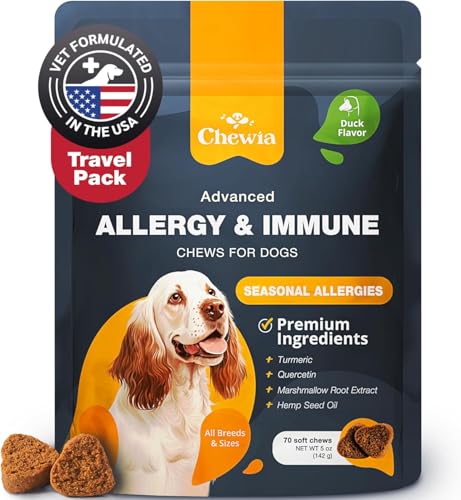 Dog Allergy Relief Chews Itch Relief for Dogs Anti Itch Dog Allergy Chews US Formulated Dog Itching Skin Relief with Salmon Oil Immune Health Seasonal Allergies Hot Spots Support Treats