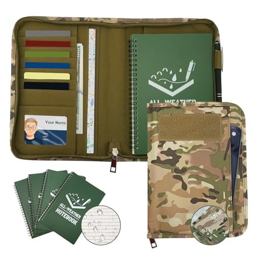 Carnet etanche tactique A5 avec organiseur militaire 7 pieces et fermeture eclair pour le bureau