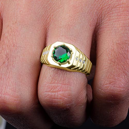Blake’s 10K Solid Yellow Gold Ring for Men with 6 Diamond Accents and Topaz, Sapphire, Ruby, Emerald Gemstone Options, Men Fine Jewelry for Dad Men Gifts for Him, Men’s Jewelry (Size 5-15)4