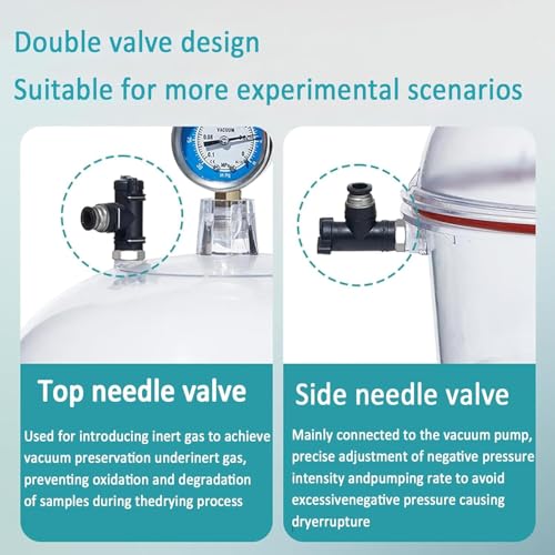 Vakuum-Exsikkator aus Polycarbonat, mit Negativmanometer und Doppelventil für Lagerung und Trocknung