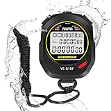 PULIVIA Waterproof Stopwatch Timer 10 Lap Split Memory Digital Stop Watch for Sports