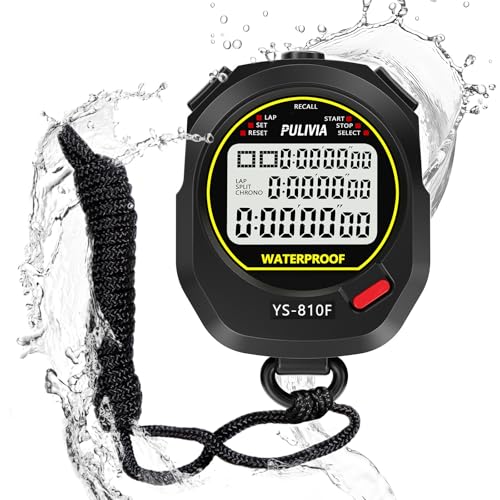Image of Stopwatch Timer Multi Splits /Laps Digital Stop Watch for Sports, Countdown Alarm Clock Date Memory-Recall, Stopwatch for Coaches PE-Teacher Referee (Black, 10 Splits /laps Waterproof)