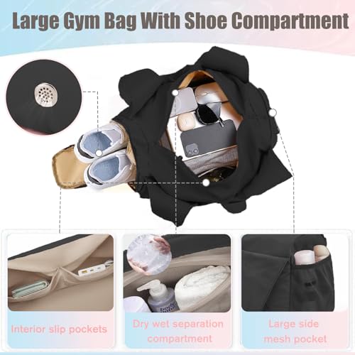 stillithou Gym Bag for Women & Men, Black — view 3