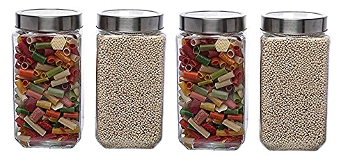 Image of PRAMUKH FASHION Glass Jar And Container (1800Ml) With Rust Proof Air Tight Lid 2 Liter For Kitchen Storage Pickle Jar Round Glass Jar Sauce Jar Jam Jar Pack Of (2), Multicolor