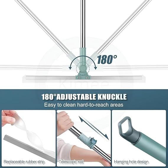 Image of 50-CM Multifunctional Magic Broom with Long Adjustable Handle | Silicone Floor Squeegee & Washer with 180 Rotating Head for Bathroom, Kitchen & Home Cleaning (White)