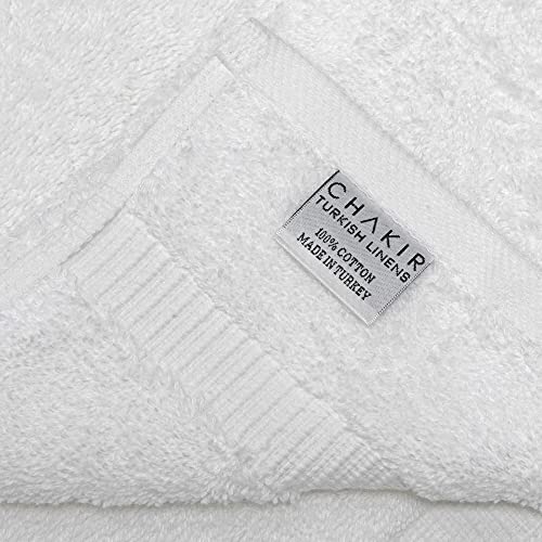Chakir Premium 100% Cotton Turkish Towels - 6 White Washcloths (13'' x 13'')