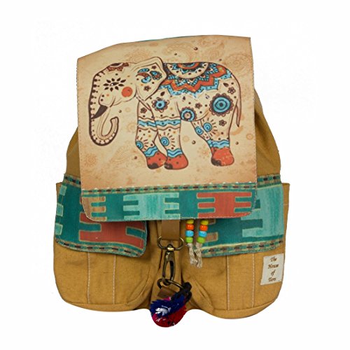 The House of tara Cotton Canvas 16 Litres Casual Travel College Daily Backpack for Men and Women (HTBP 083_Multicolour)