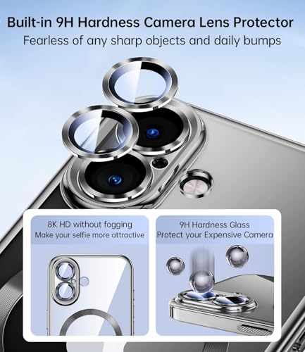 Image of mobistyle Designed for iPhone 16 Plus Luxury Electroplating Case [Magnetic Mag-Safe] [Integrated Lens Protection] Back Cover Case for iPhone 16 Plus (Meg-Safe Black) - Silicone