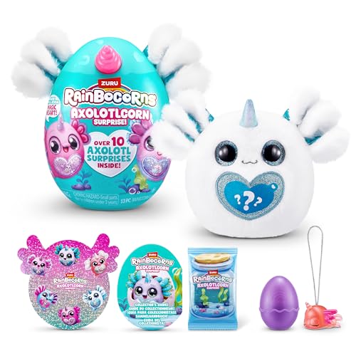 Rainbocorns Axolotlcorn Surprise di ZURU, peluche da collezione per bambine dai 3 anni in su (ICEPUFF)