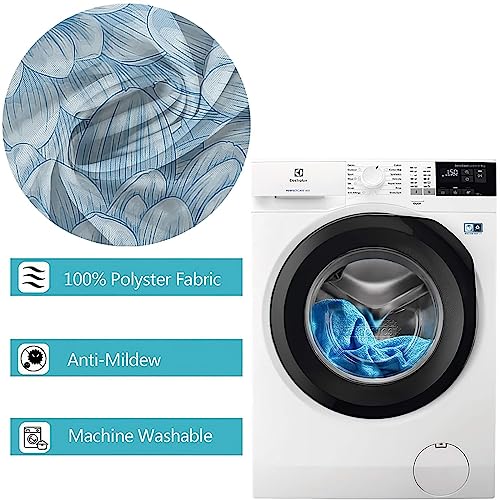 Rideau de douche polyester KnSam bleu à motif de fleurs avec anneaux de fixation