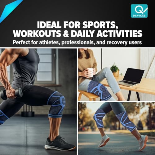 Image of Q DEVICES Comfeel Knee Cap, 1 Pair of Knee Sleeves, Compression Support Sleeve with Non-Slip Design for Workout, Sports, Meniscus Tear, ACL & Arthritis Pain Relief, Unisex (S)