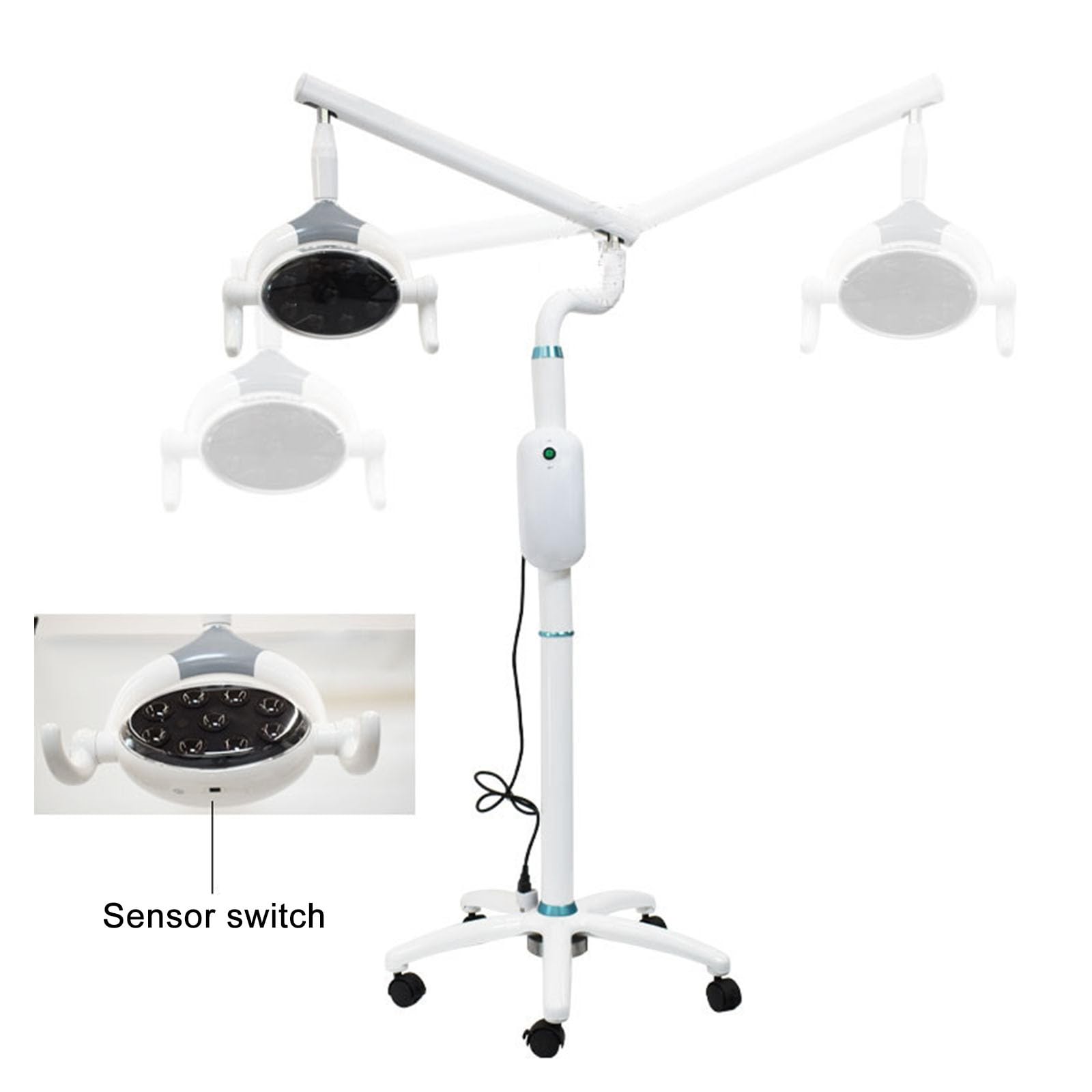 Lampada per Visita Medica Mobile da 30W, Lampada Scialitica Dimmerabile, Lampada per Visita Chirurgica, Apparecchiatura per Terapia Orale da Pavimento, con 9 Lampadine a LED