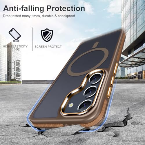 Image of MALEWOLF Case for Samsung Galaxy S23 Plus /S23+, Slim Translucent Cover, Magnetic S23+ Case Compatible with Magsafe, Shockproof Protection Non-Slip TPU Galaxy S23 Plus Phone Case (Brown)