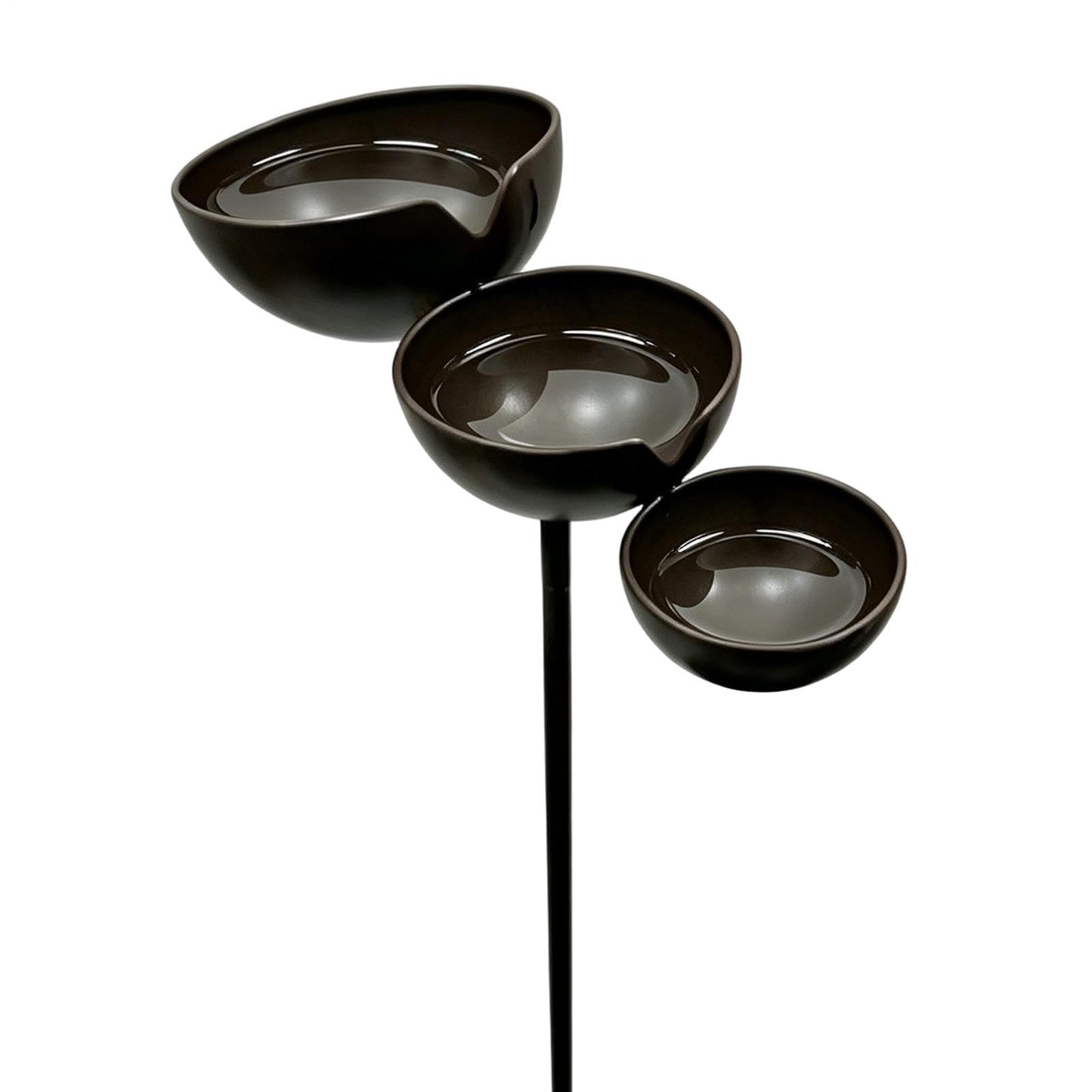 Bain d'oiseaux à 3 étages en métal rustique et mangeoire extérieur pour jardin