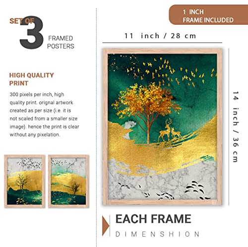Image of kotart Modern Wall Art Framed Painting for Wall Decoration - Wall Paintings for Living Room, Bedroom - Big Size Wall Painting - Set of 3 - D (Art 10, 10x13 inch)