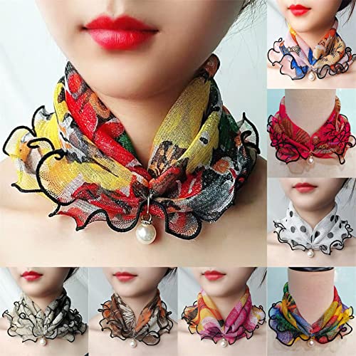 Elegant Scarves for Women Lightweight Leopard Print with Pearl Pendant Silk Shawl Wraps Holiday Scarf Gift2