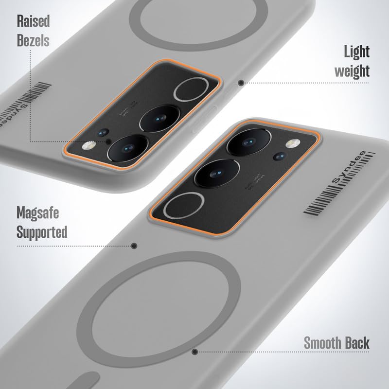 Image of Mr. Case Back Cover for Vivo V29 5G Sleek Frosted Translucent Back Only Compatible with Wireless Magnetic Accessories | Anti-Scratch Shockproof Phone Case - Grey