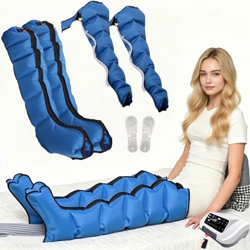 ZHNANDAMAI Presoterapia para Casa 6 Camaras, Botas Presoterapia Piernas Completas, Control Remoto Inteligente, Temporizador 10-90 Min, Masajeador de Piernas Compresion Aire, Drenaje Linfatico