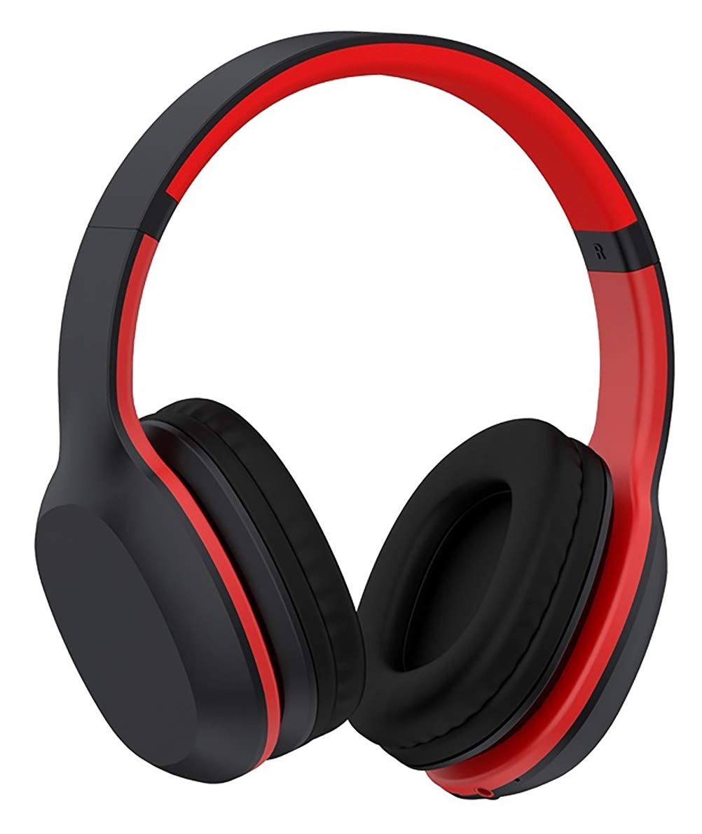 CELEBRAT A18 Bluetooth v5.0 Headphone Lightweight Active Noise Reduction Headphones with HD Microphone Deep Bass Splash Resistant Dual Mode Wired-Wireless gaming Headphones AUX Over Ear 10H Playtime (Black/Red)
