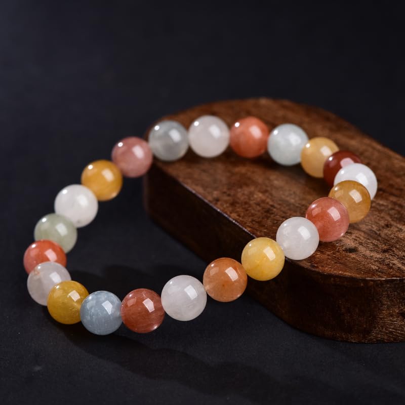 NIBHZ Bracciale da Donna con Perline di Cristallo Multicolore Naturale | Bracciale in pietra naturale da donna, bracciale con perle di pietre preziose per donna o uomo