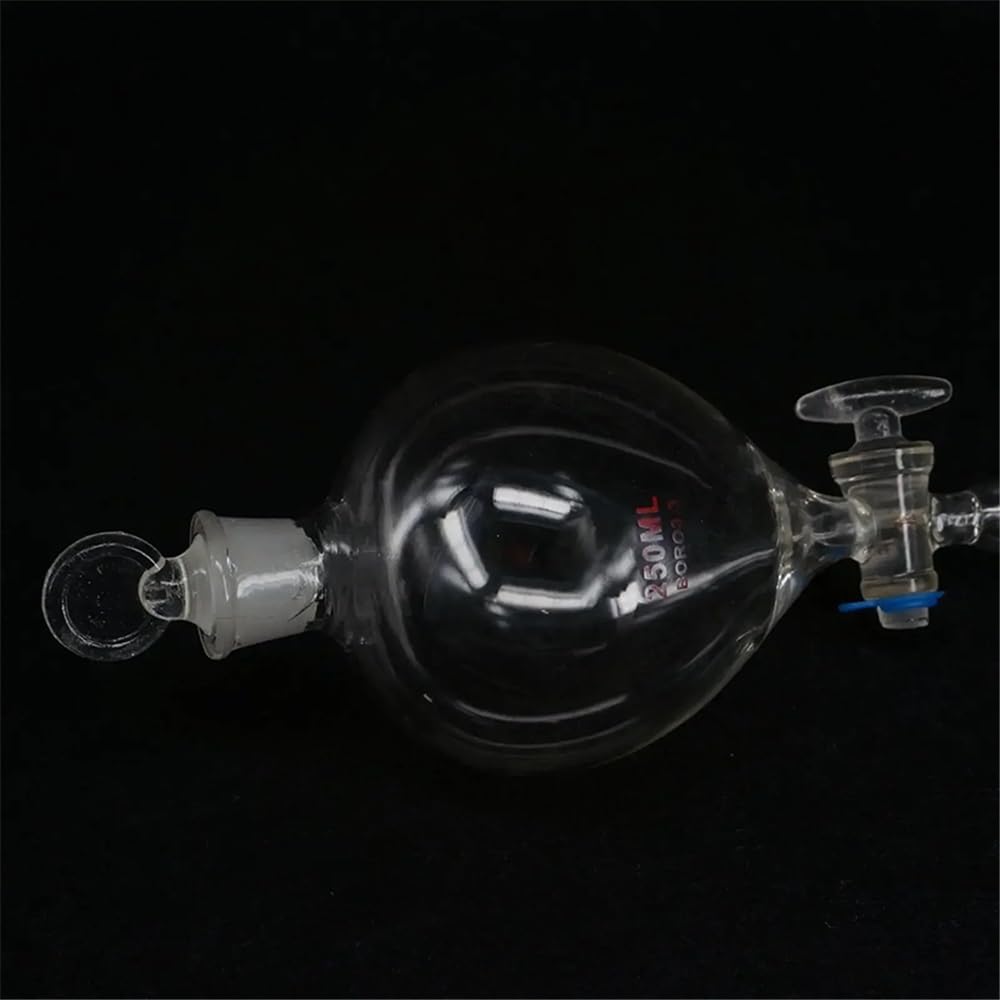 Tropftrichter aus Laborglas, Kugelform, 250 ml, mit Glashahn-Werkzeug